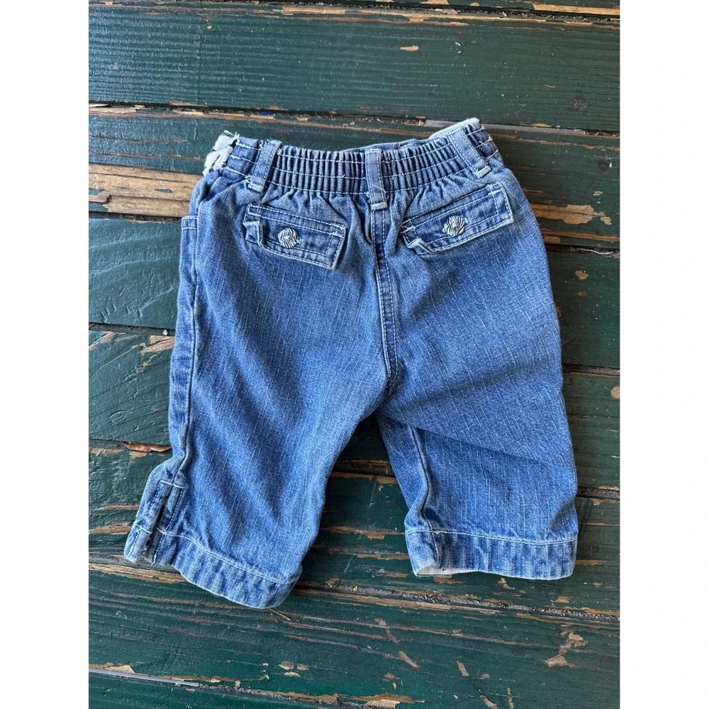 Gymboree‎ Baby Girls Green Zebra Knit Cardigan Sweater and Denim Jeans Set 6-12M